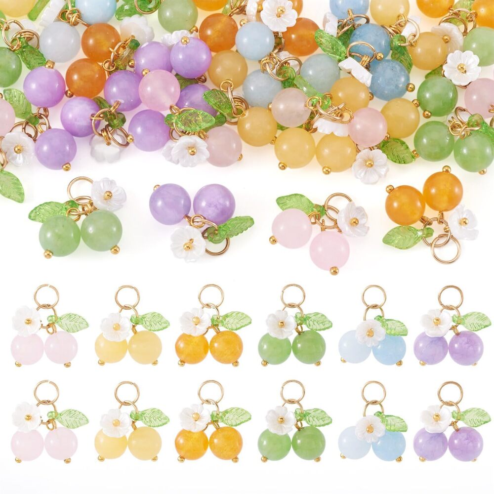 5484 30Pcs Colorful Cherry Fruit Beads Charms Ctue Handmad Natural Jade